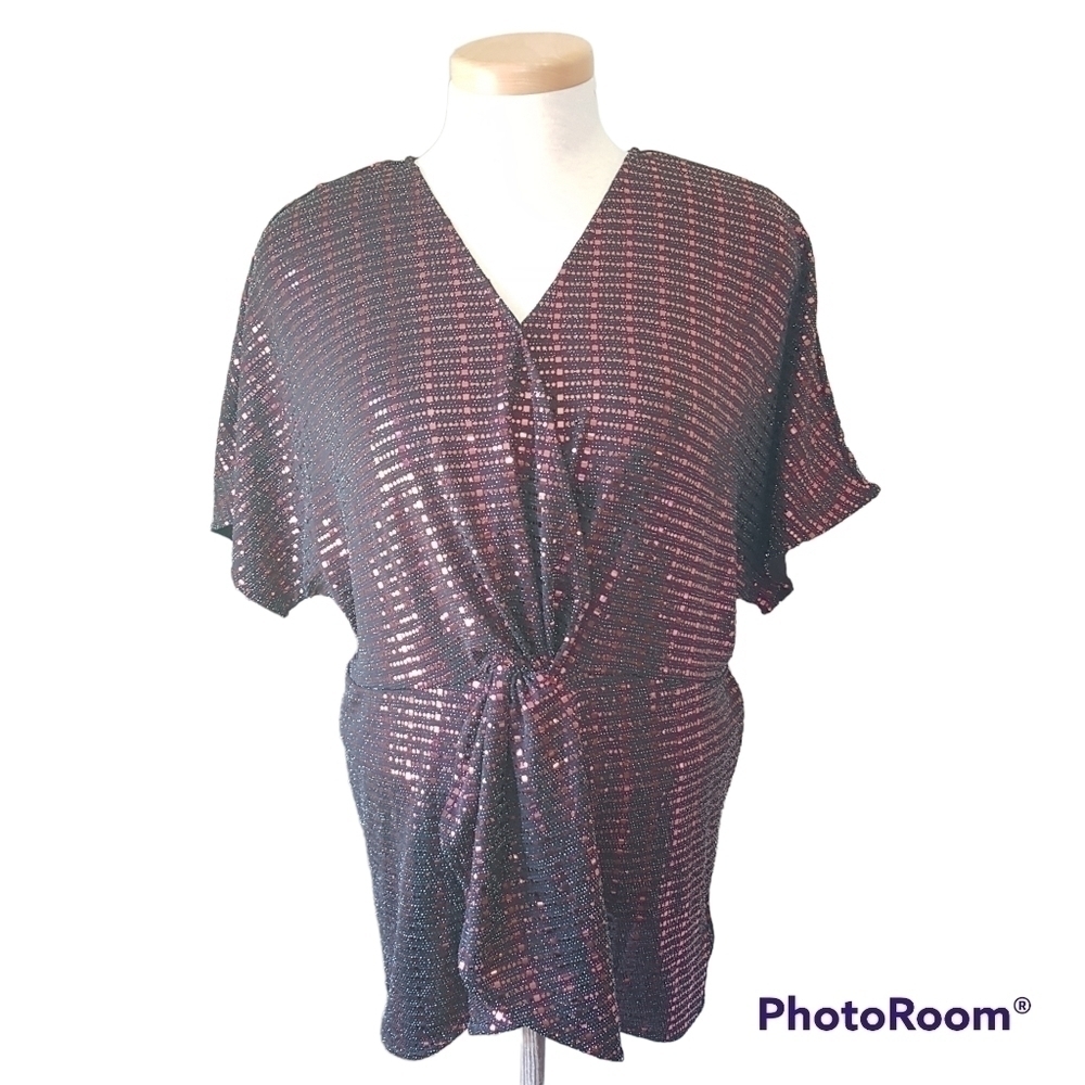 Sloane & Sadie Twist Front Sparkly Blouse